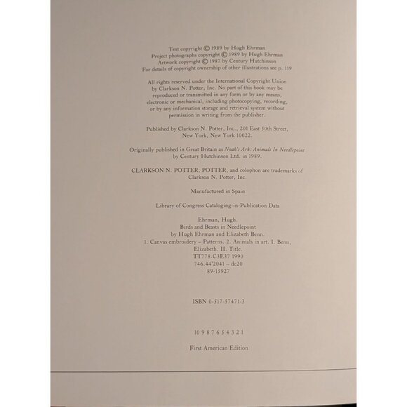 Birds And Beasts In Needlepoint Hardcover Book by Hugh Ehrman Elizabeth Benn - Picture 13 of 16